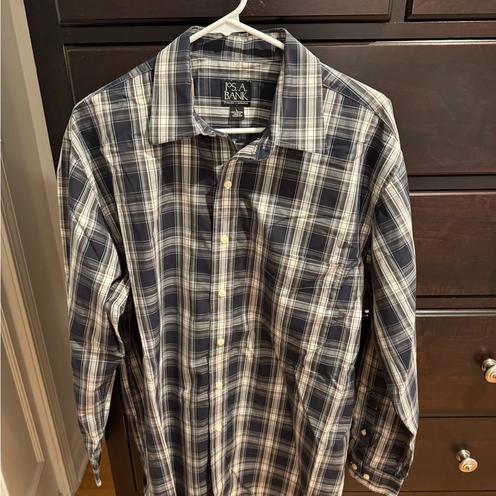 Jos. A. Bank Men's Blue and White Checkered Shirt